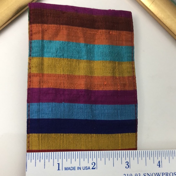 ECHO Made in Italy Lovely Red Yellow Blue Stripe Silk Belt - Picture 6 of 6